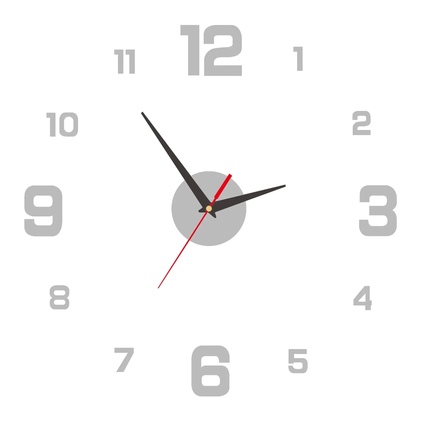 3D Creative Frameless DIY Wall Hanging Clock Wall Stickers Home Mute Digital Clock Living Room Office Wall Decoration - WOF