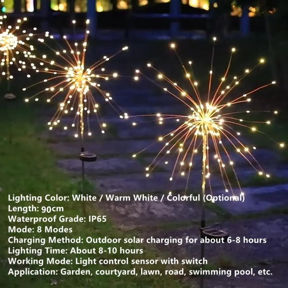 Solar Powered Firework Shaped LED Light, 1 Count Waterproof Outdoor Dandelion Lawn Lamp, Garden Decoration Fairy Lights, Outdoor Garden Lighting for Patio Garden Decor, Modern #GLOBAL PICKS