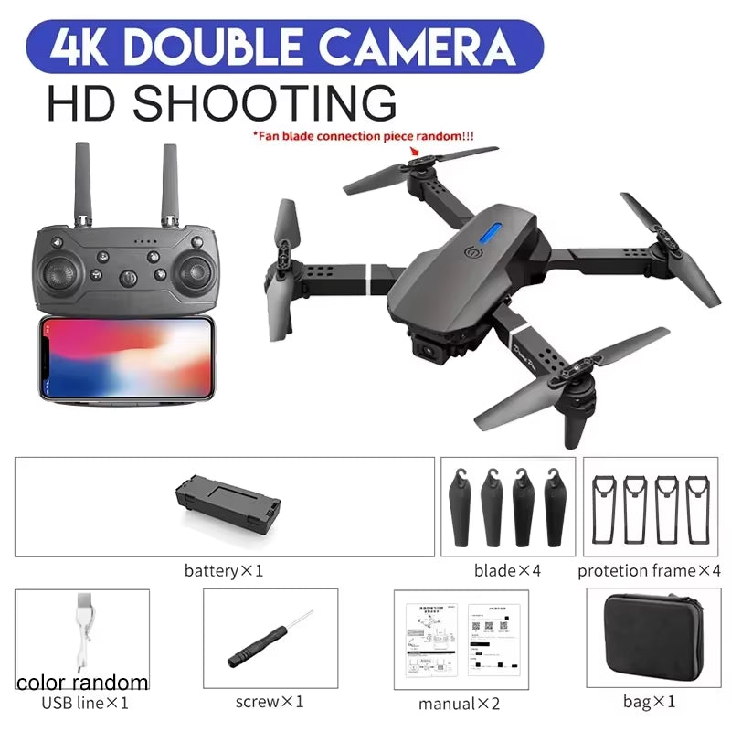 2025 E88 Professional HD 4K RC Drone Wide Angle Camera Foldable Helicopter Quadcopter Aircraft Kid Gift Toys by KBDFA