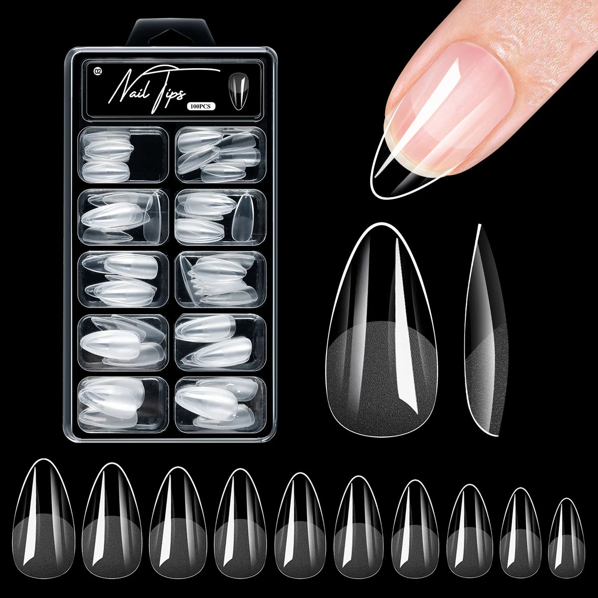 600Pcs Short Almond Nail Tips Soft Gel Nail Tips Full Cover False Nail Tips For Acrylic Nails Manicure Salon Home Press On Nails