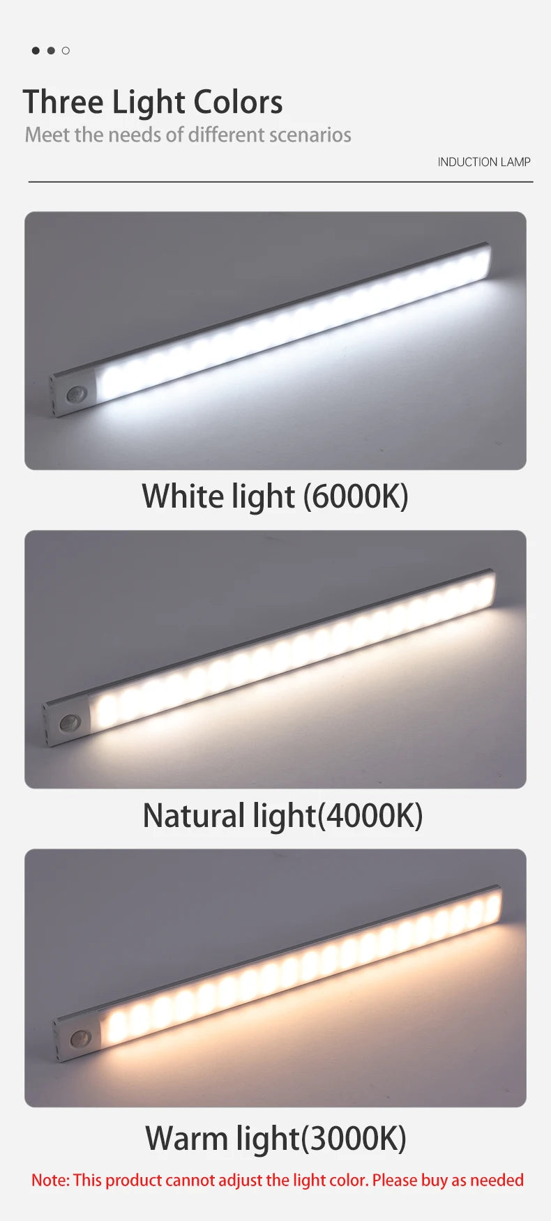 Cabinet Light USB Rechargeable Motion Sensor Led Light For Kitchen Wardrobe Cabinet Lighting 10cm/20cm/40cm/60cm LED Night Light