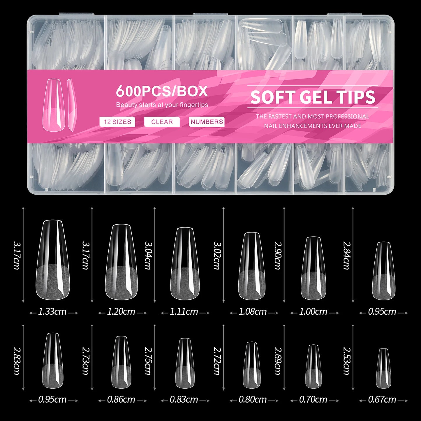 600Pcs Short Almond Nail Tips Soft Gel Nail Tips Full Cover False Nail Tips For Acrylic Nails Manicure Salon Home Press On Nails