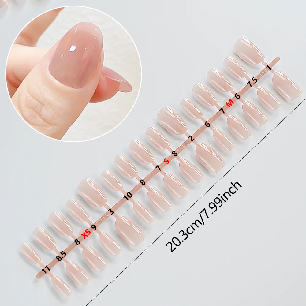 150Pcs Gradient Nude Short Almond Fake Nails XS/S/M Size Glossy Full Cover Press On Nail French False Fingertips for Women Daily