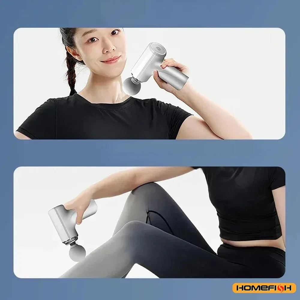 HOMEFISH Portable Electric Massage Gun with 4 Interchangeable Heads & LED Light for Full Body Relaxation Electric Massage Gun - WOF 