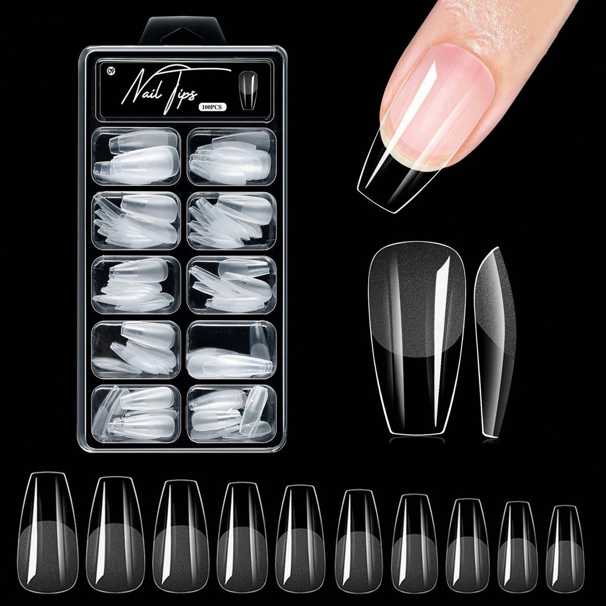 600Pcs Short Almond Nail Tips Soft Gel Nail Tips Full Cover False Nail Tips For Acrylic Nails Manicure Salon Home Press On Nails