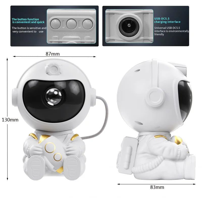 LED Star Galaxies Projector Night Light Astronaut Starry Sky Bedroom Room Decor Children's Gift - LED Atmosphere Creating Lamp