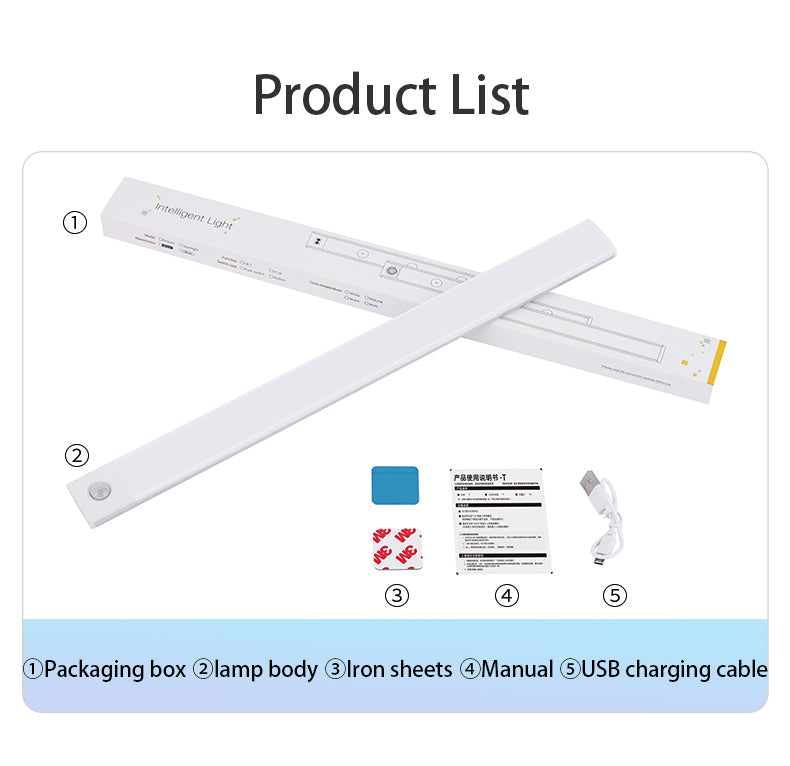 Cabinet Light USB Rechargeable Motion Sensor Led Light For Kitchen Wardrobe Cabinet Lighting 10cm/20cm/40cm/60cm LED Night Light