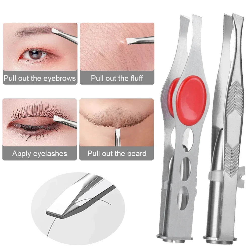 1pcs Hot Sales Portable Stainless Steel Button Cell Smart Design Eyebrow Hair Remove Tweezer with LED Light Makeup Tool