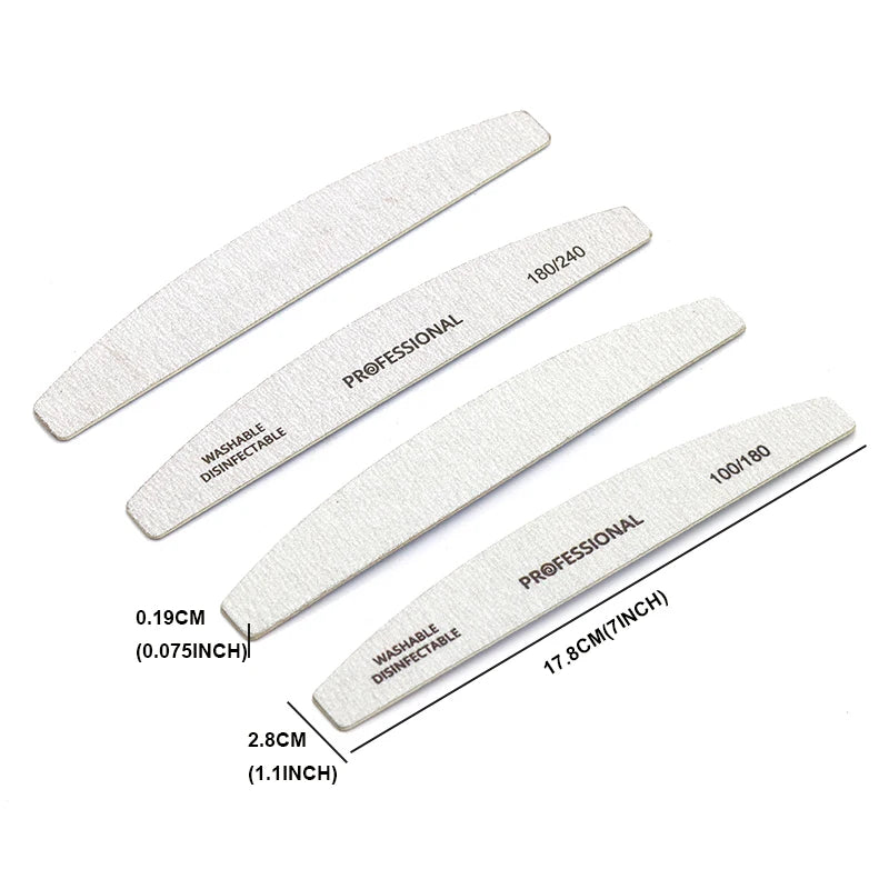10pcs/Lot Wooden Nail Files Professional 100 180 240 Emery Board Manicure Buffer Grey Boat Double-sided Wooden Pedicure Buffers