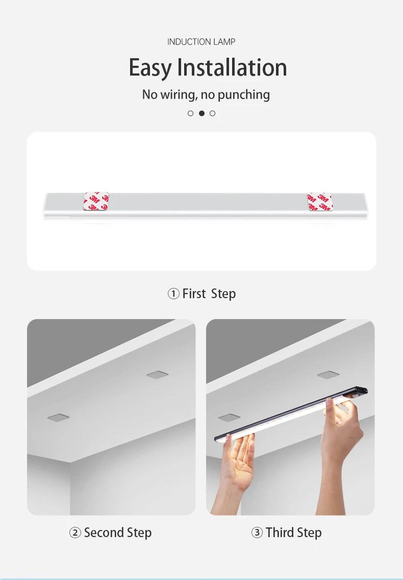 Cabinet Light USB Rechargeable Motion Sensor Led Light For Kitchen Wardrobe Cabinet Lighting 10cm/20cm/40cm/60cm LED Night Light