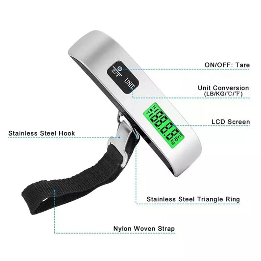 Luggage Scale 110lb 50kg Digital Handheld Portable Hanging Baggage Scale for Travel Suitcase Weight Scale - WOF 