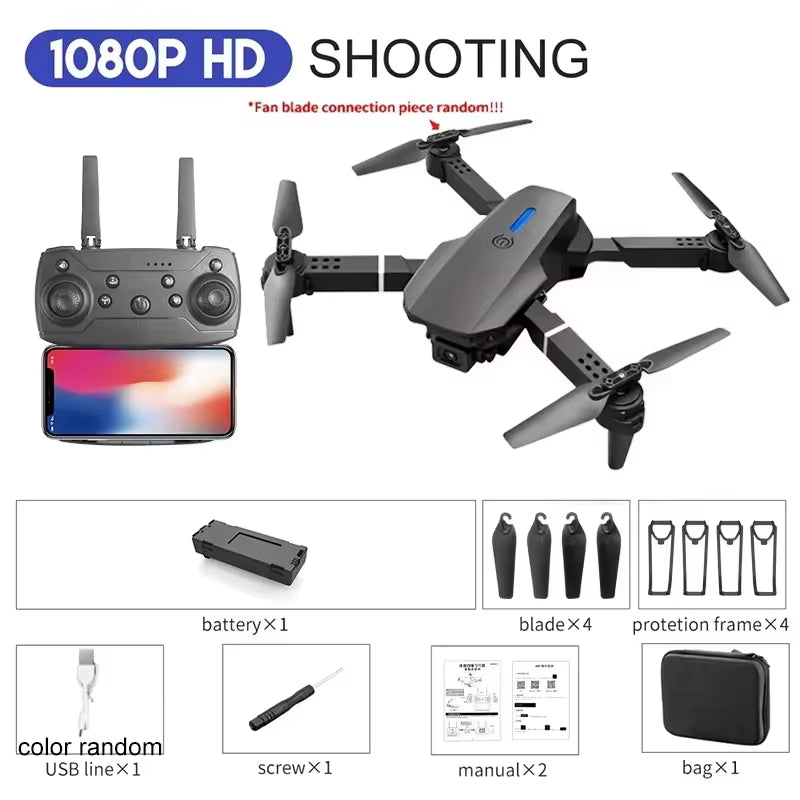 2025 E88 Professional HD 4K RC Drone Wide Angle Camera Foldable Helicopter Quadcopter Aircraft Kid Gift Toys by KBDFA